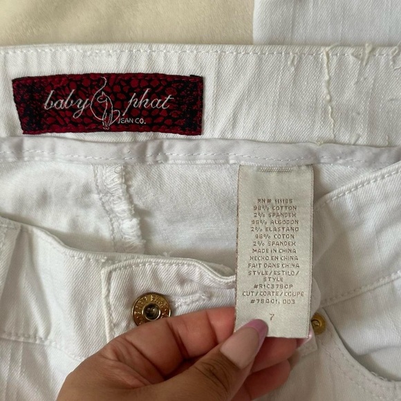 Y2k 90s Baby Phat White Bootcut Pants Size 7 - Picture 7 of 8